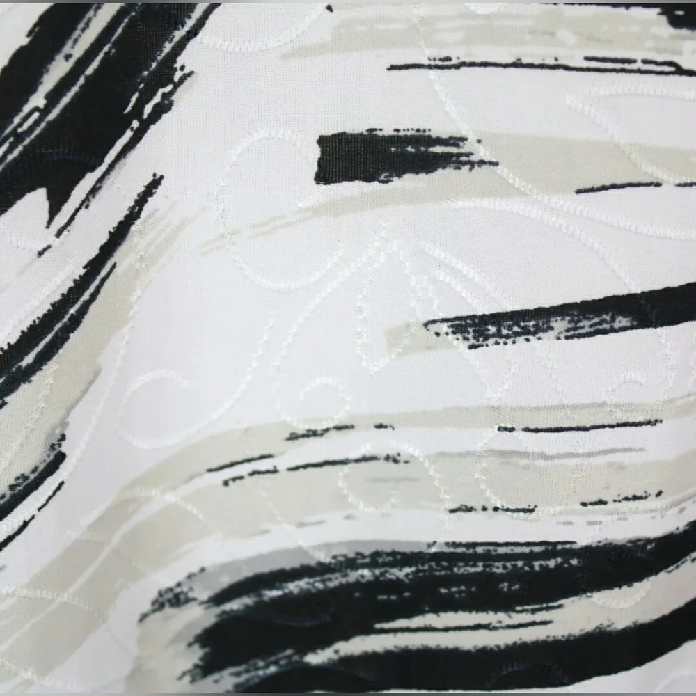 JM Collection Black & White Soft Stretchy Abstract Half Sleeve Top Blouse Size M - Picture 4 of 8